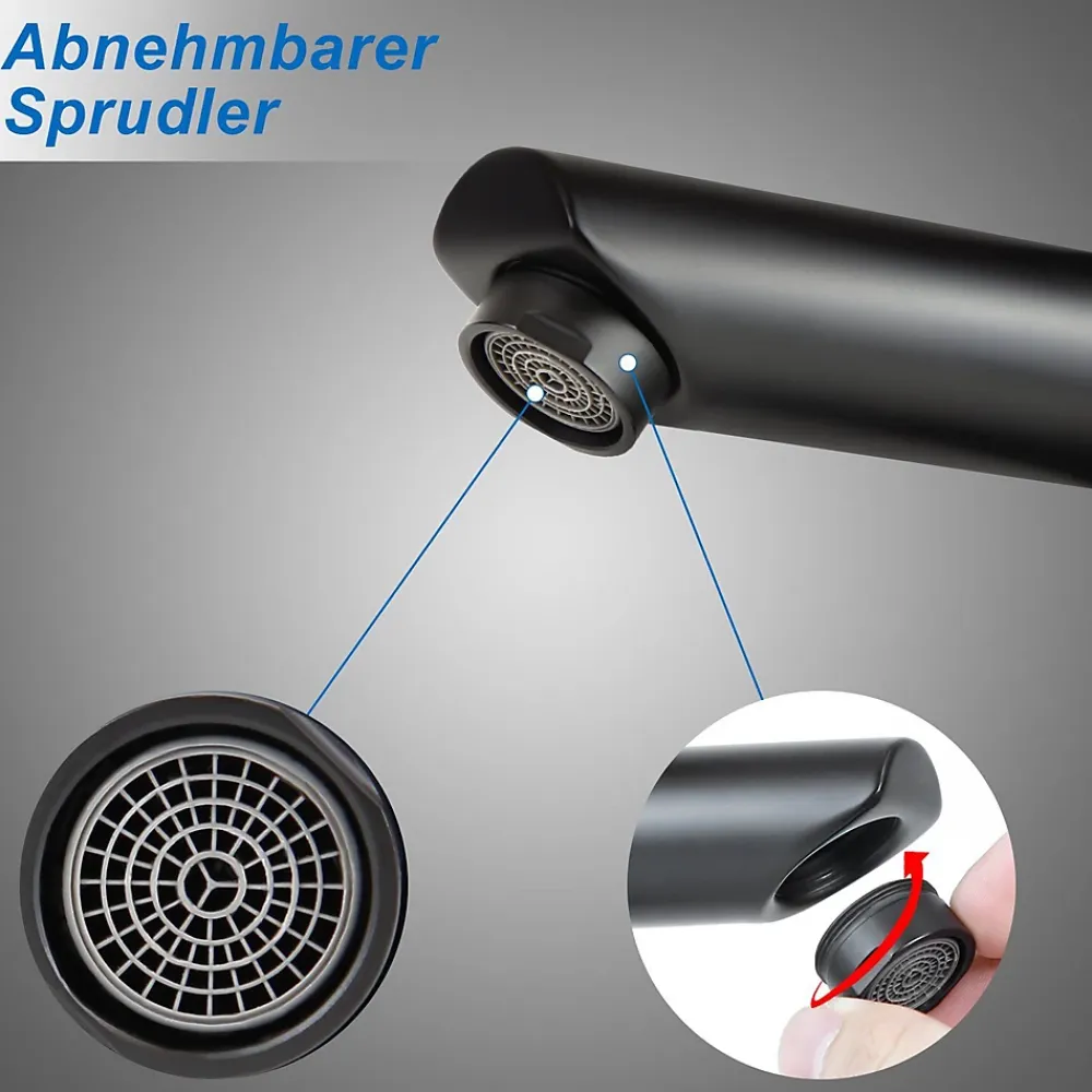 Robinet Lavabo Et Vasque|zmh Robinet de Lavabo Noir à Haute Pression avec Mitigeur à Une Poignée pour Cuisine